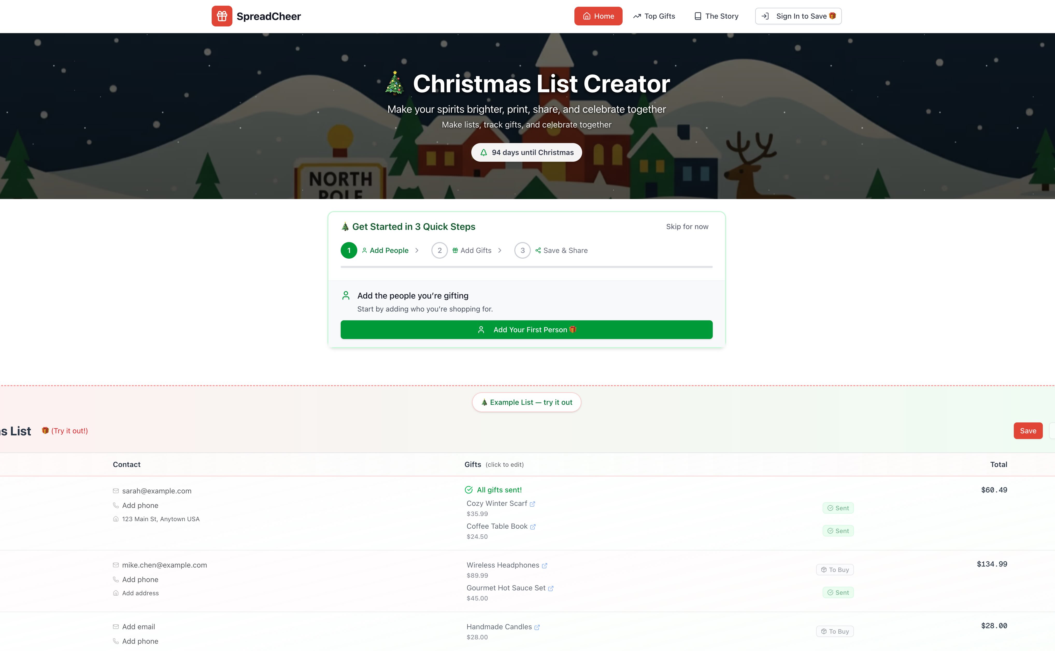 SpreadCheer Christmas List Maker - Free Holiday Wish List App Screenshot